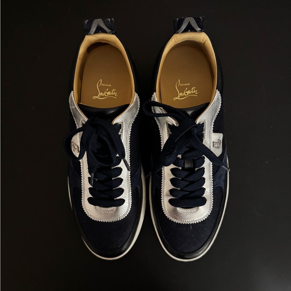 Christian Louboutin Black and Silver Sneakers with Classic Design